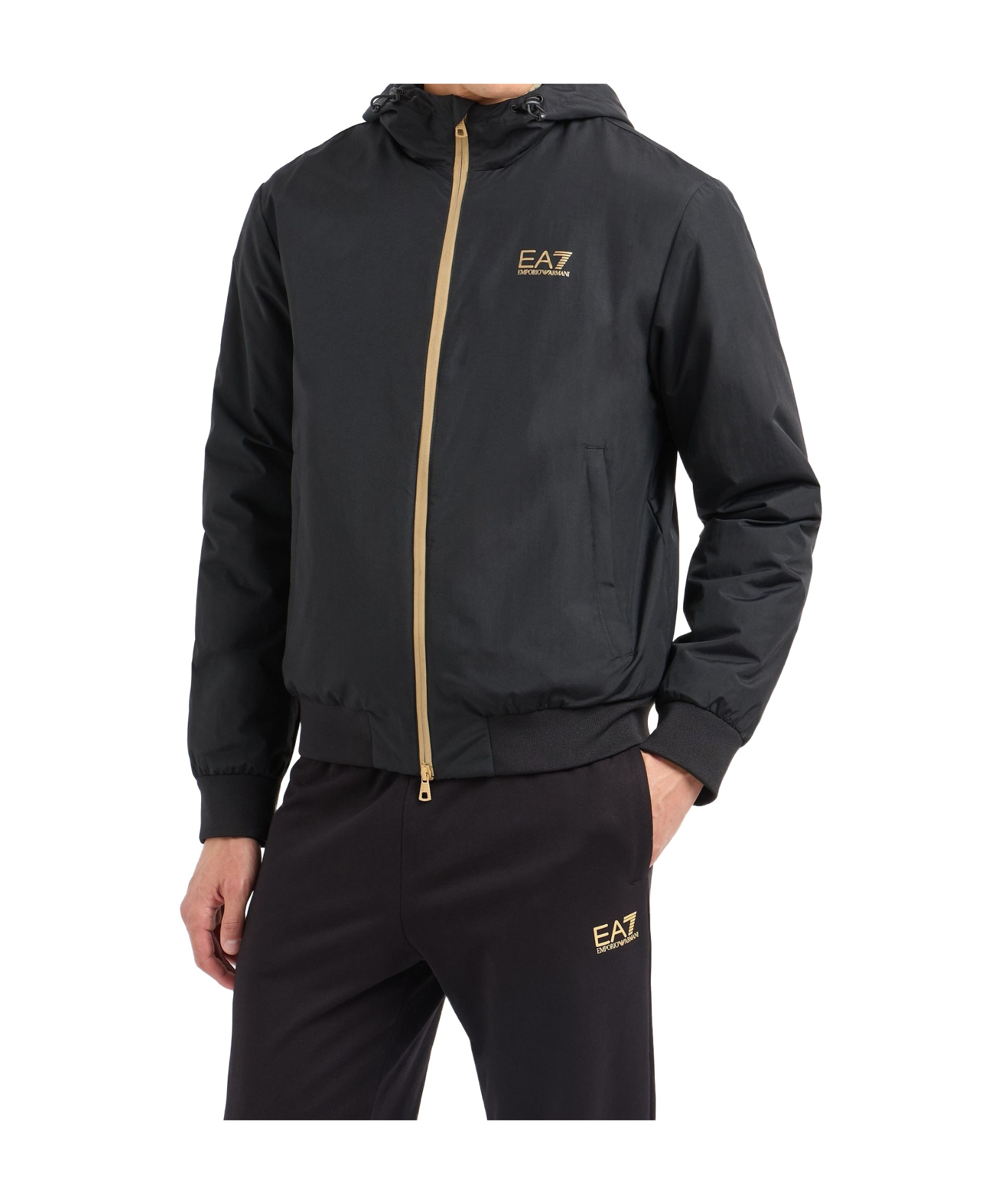 Ea7 Logo-print Zip-up Jacket In Black