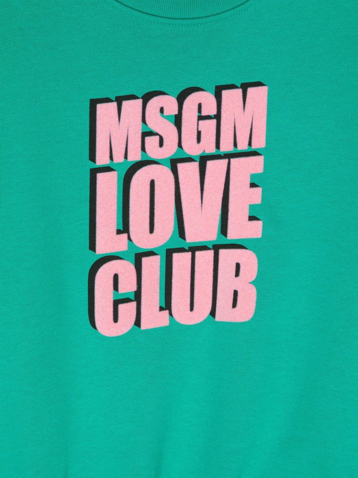 Shop Msgm Flocked-logo Cotton Sweatshirt In Green