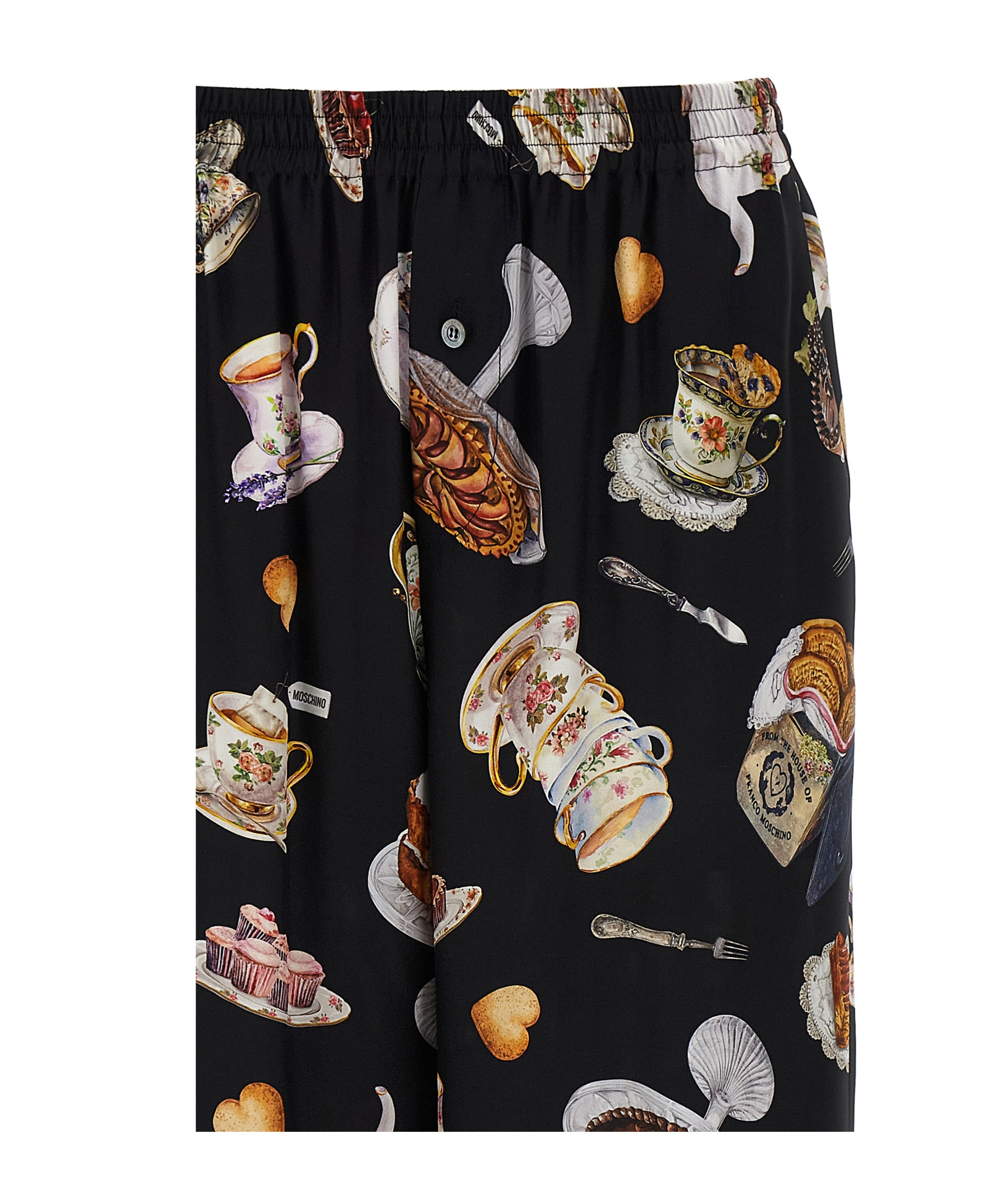 Moschino Pants Featuring Elastic Waistband Print In Black