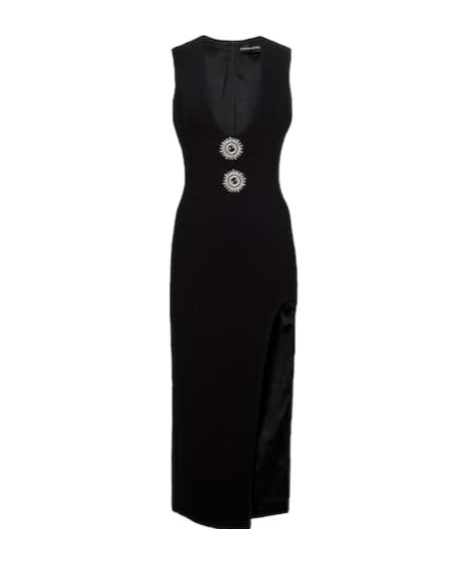 David Koma Embellished Wool Crepe Midi Dress In Black