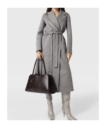 Stella Mccartney Belted Double Face Wool Wrap Coat In Gray