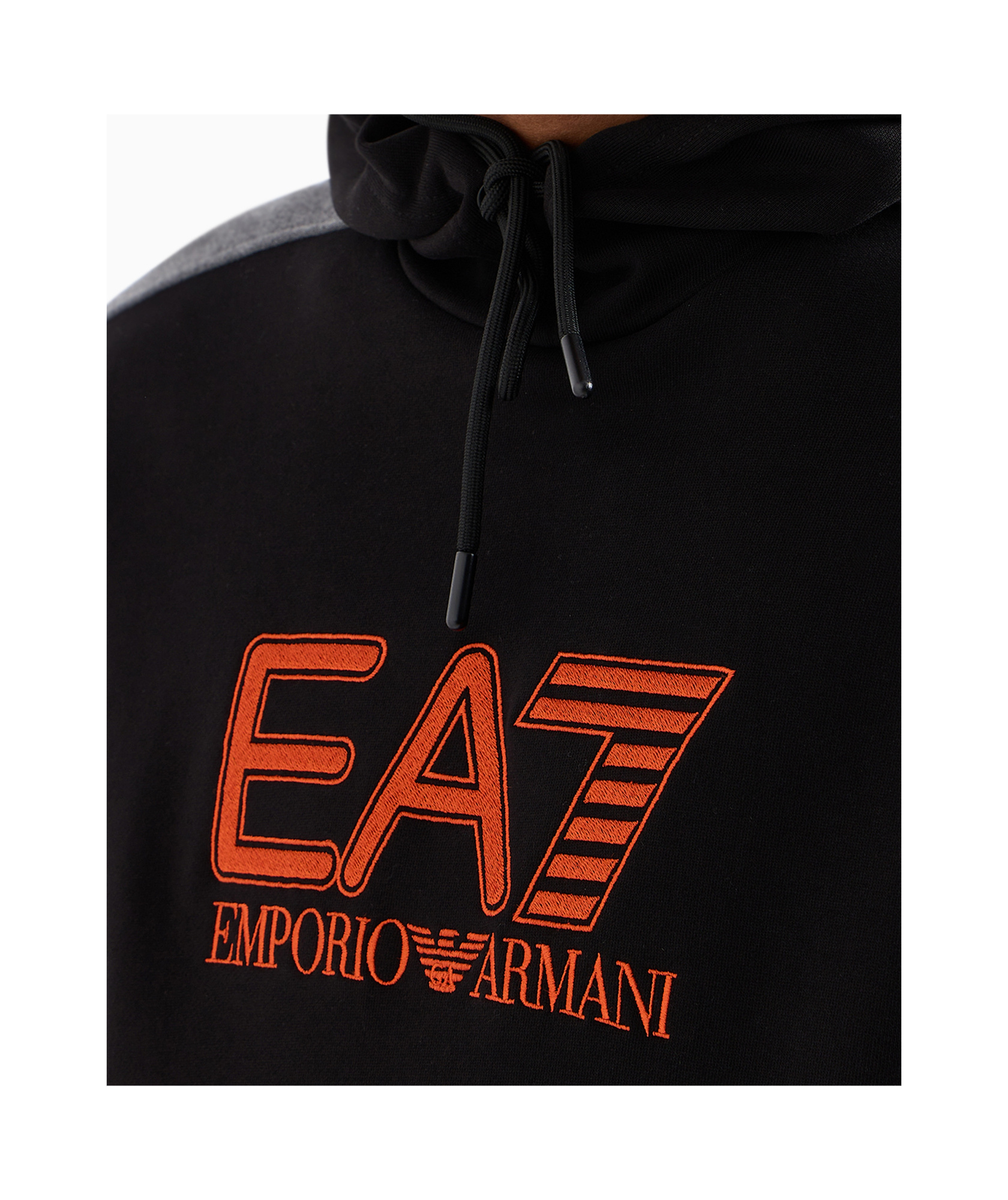 Ea7 Visibility Cotton-blend Hooded Sweatshirt In Black