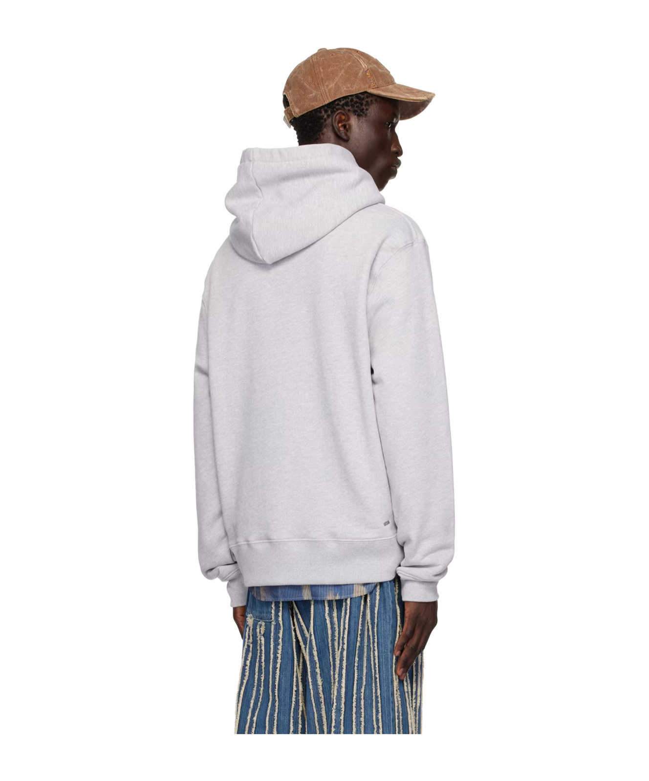 Amiri Hooded Kangaroo Pocket Ribbed Cuffs Sweater In White