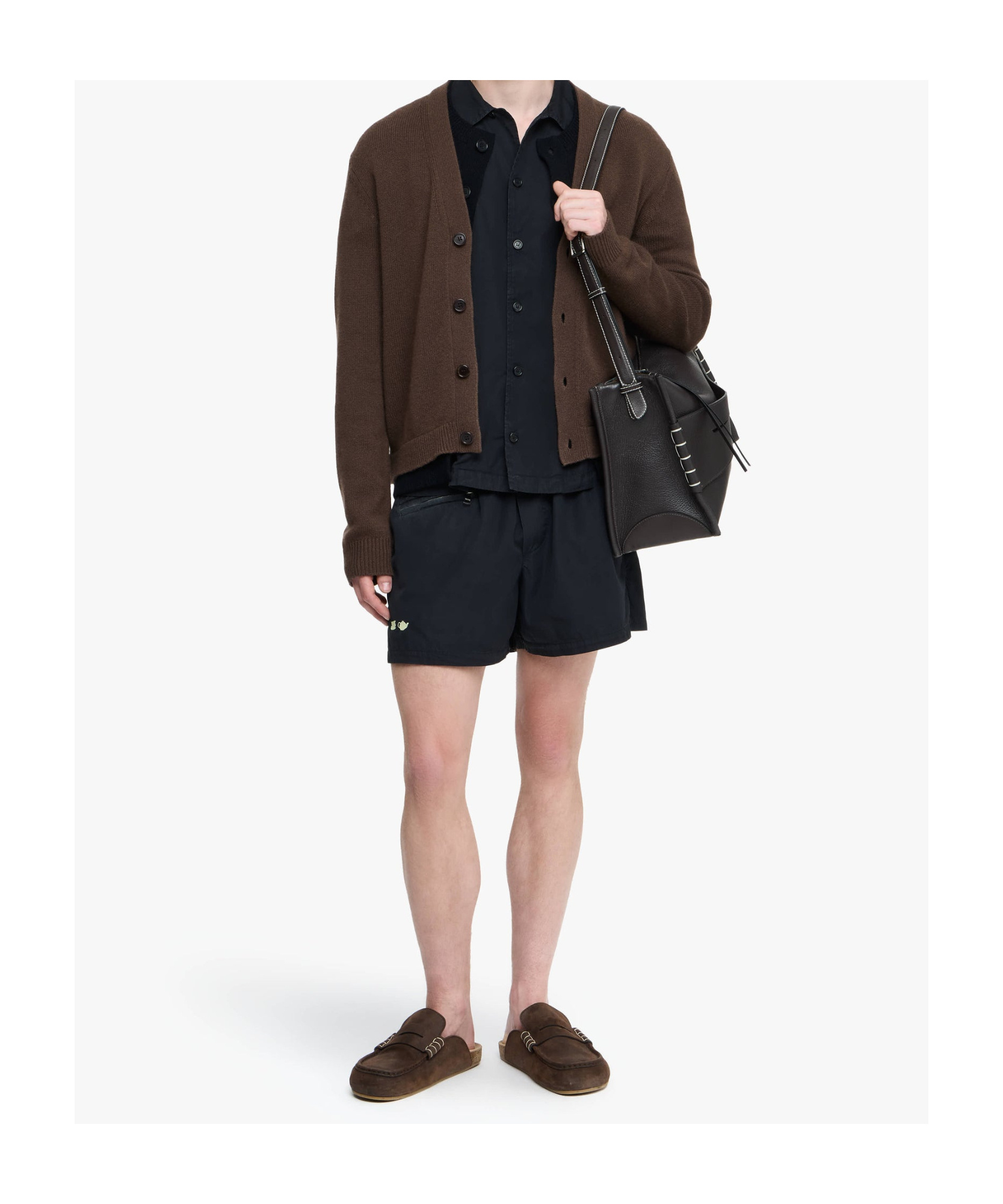 Jw Anderson Brown Leather Stitch Slippers In Brown