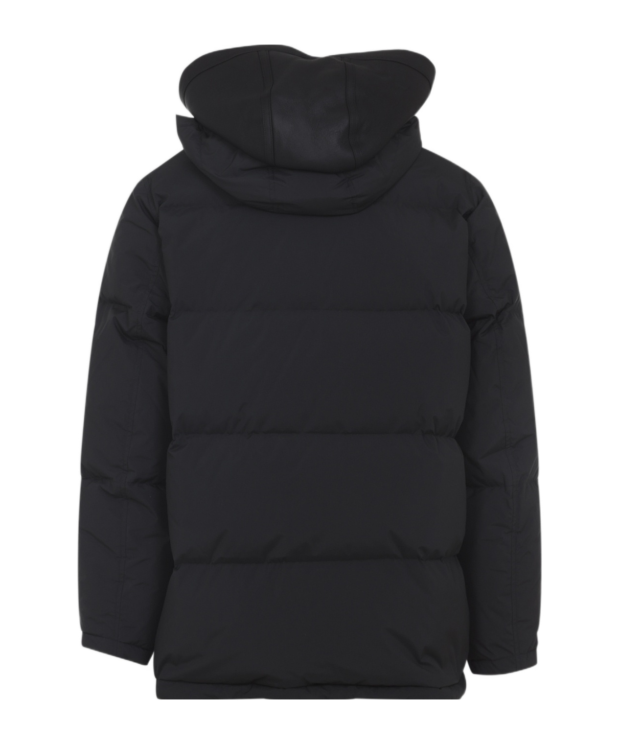 Yves Salomon Padded Black Down Jacket With High Collar And Concealed Zip In Black