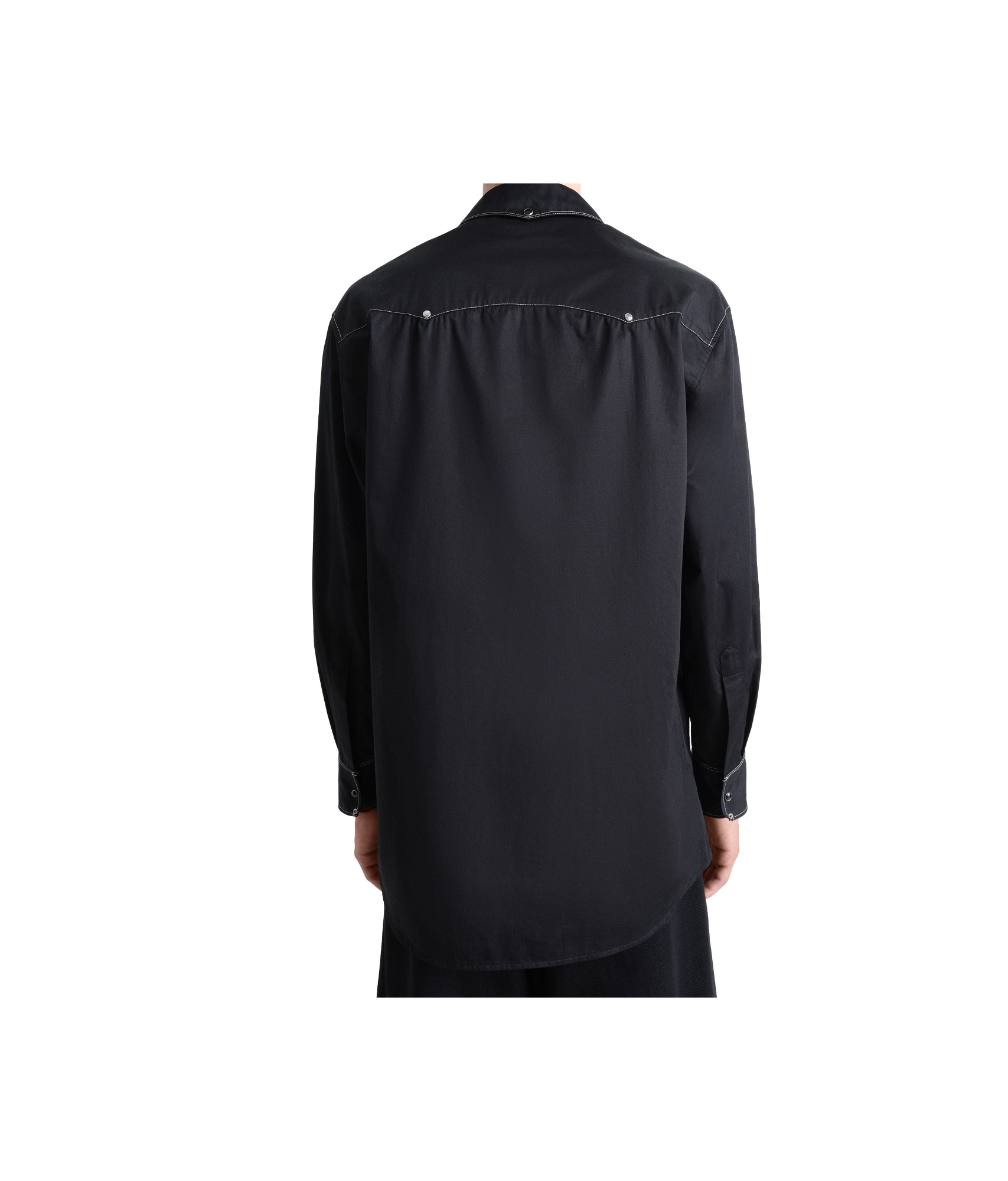 Lemaire Black Cotton Satin Embellished Metal Shirt In Black