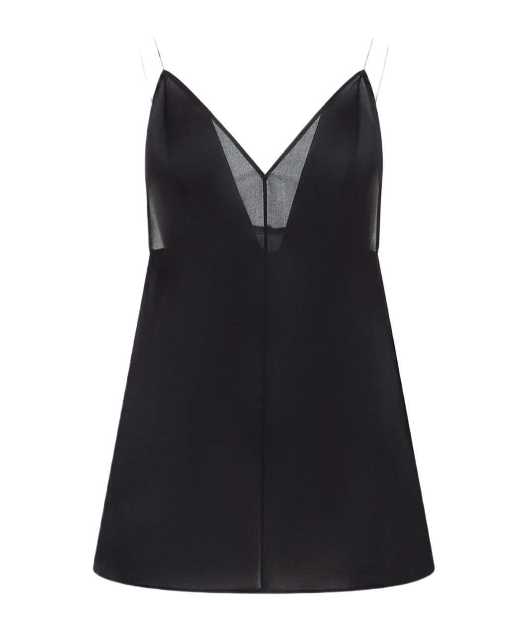 Khaite Deep V-neck Silk Top With Spaghetti Straps In Black