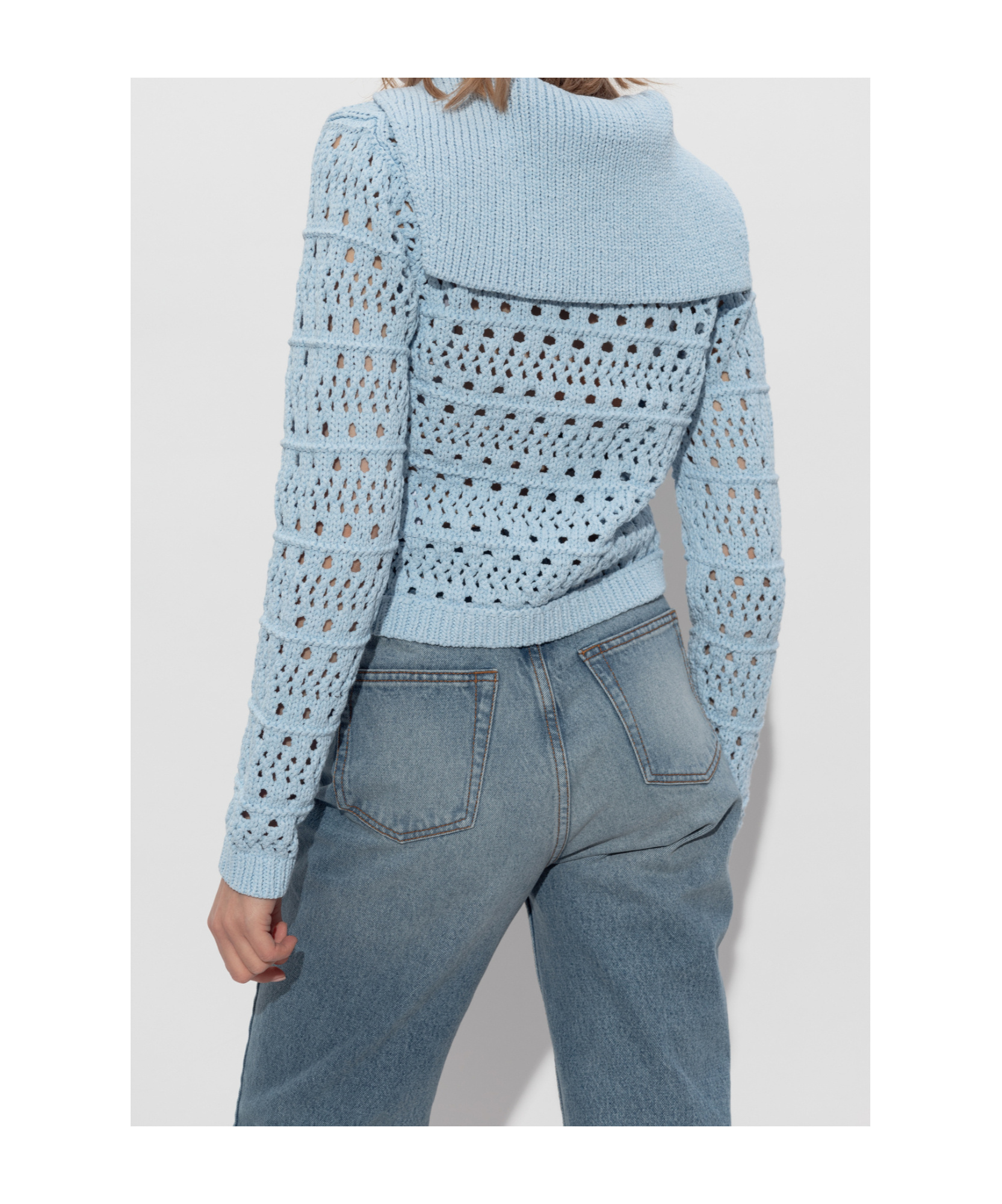 Ganni Blue Tie String Cardigan In Blue