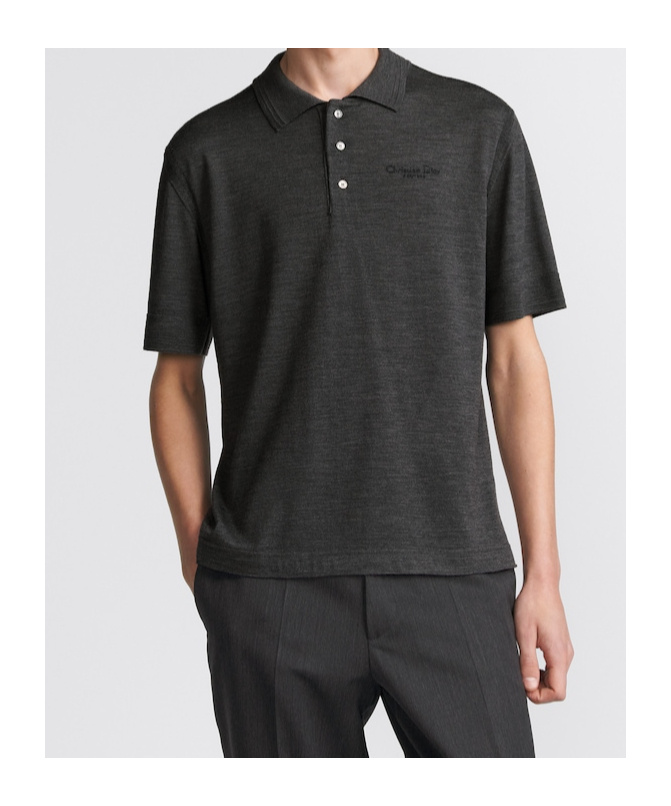 Dior Short-sleeved Wool Polo Shirt In Black