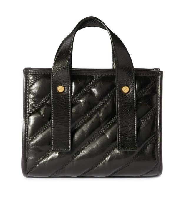 Off-white Logo-plaque Quilted Tote Bag In Black