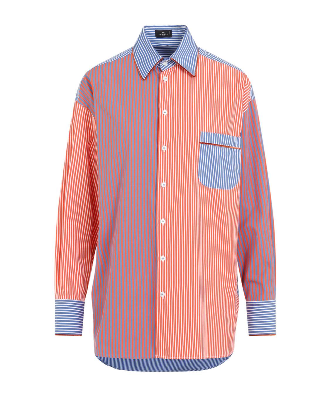 Etro Oversized Striped Cotton Poplin Patchwork-style Shirt In Pink