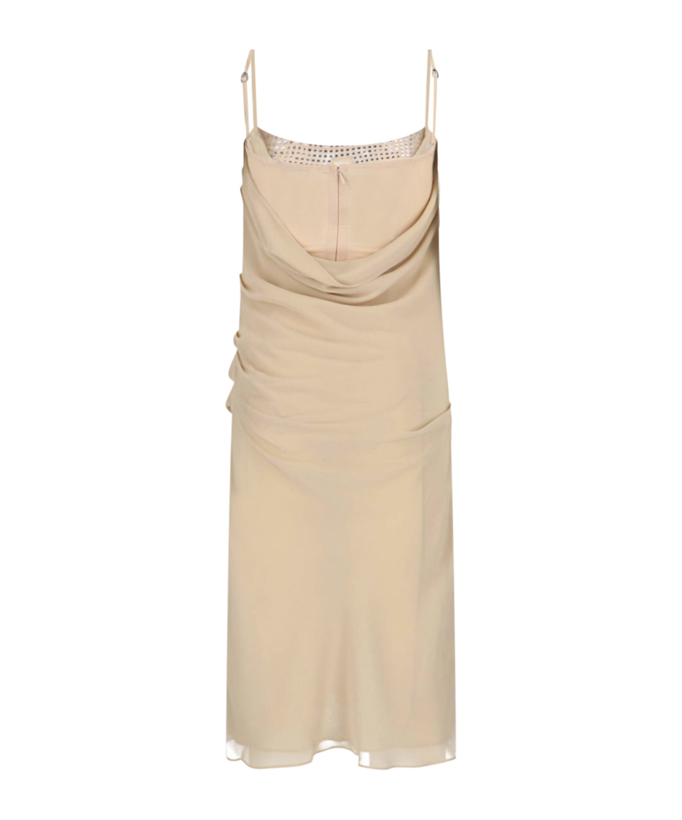 Attico Draped Cowl Neckline Spaghetti Straps In Nude