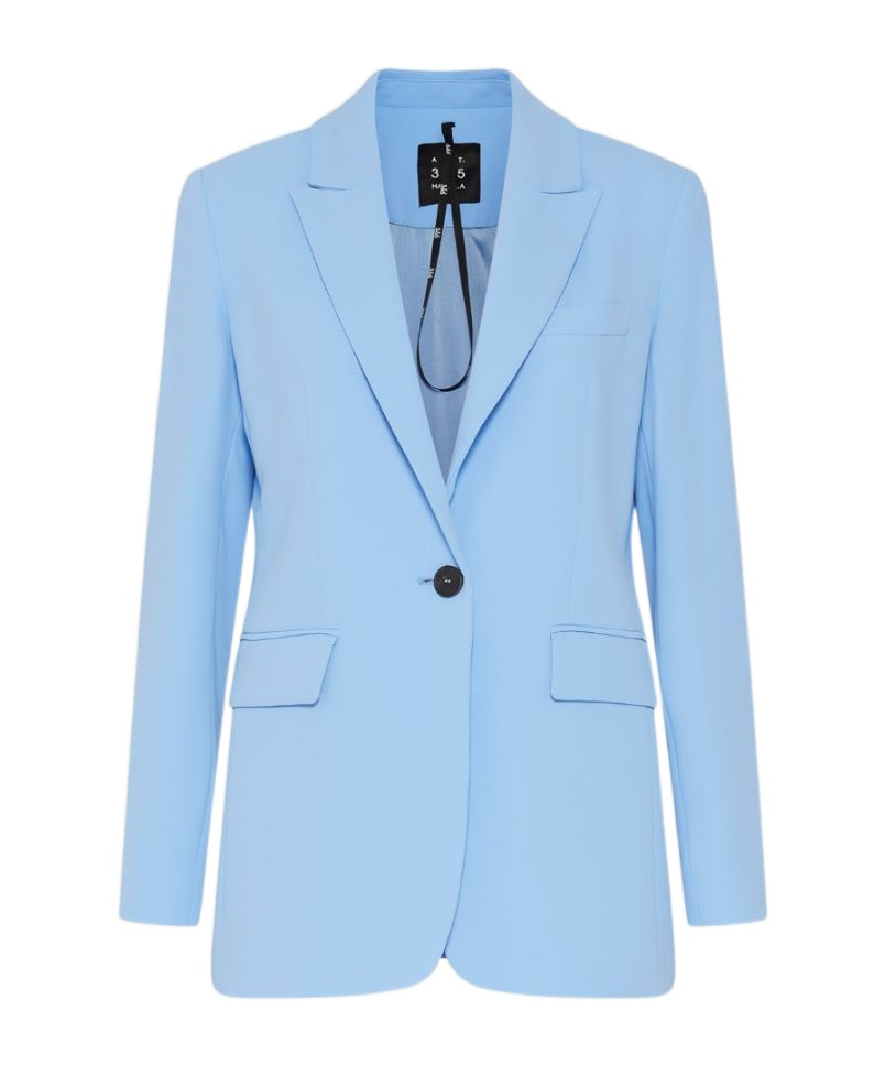 Marella Single-breasted Envers Satin Jacket In Blue