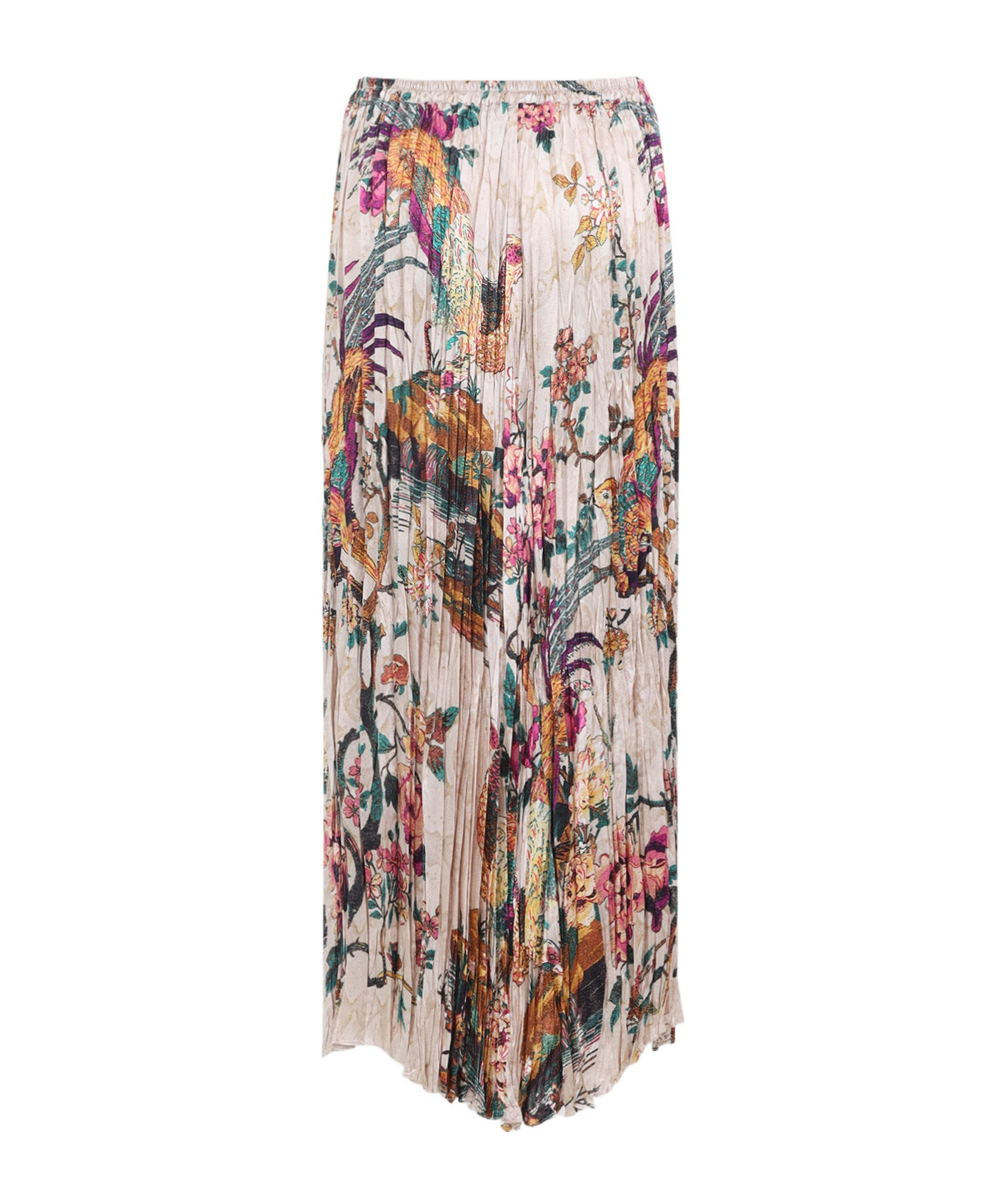 Shop Roberto Cavalli Pleated Floral-print Maxi Skirt