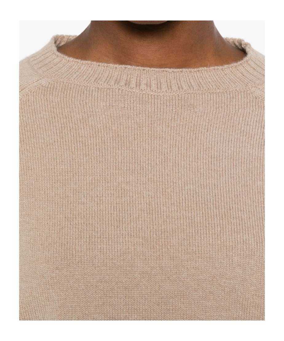 Baserange Ribbed Crew Neck Sweater In Brown