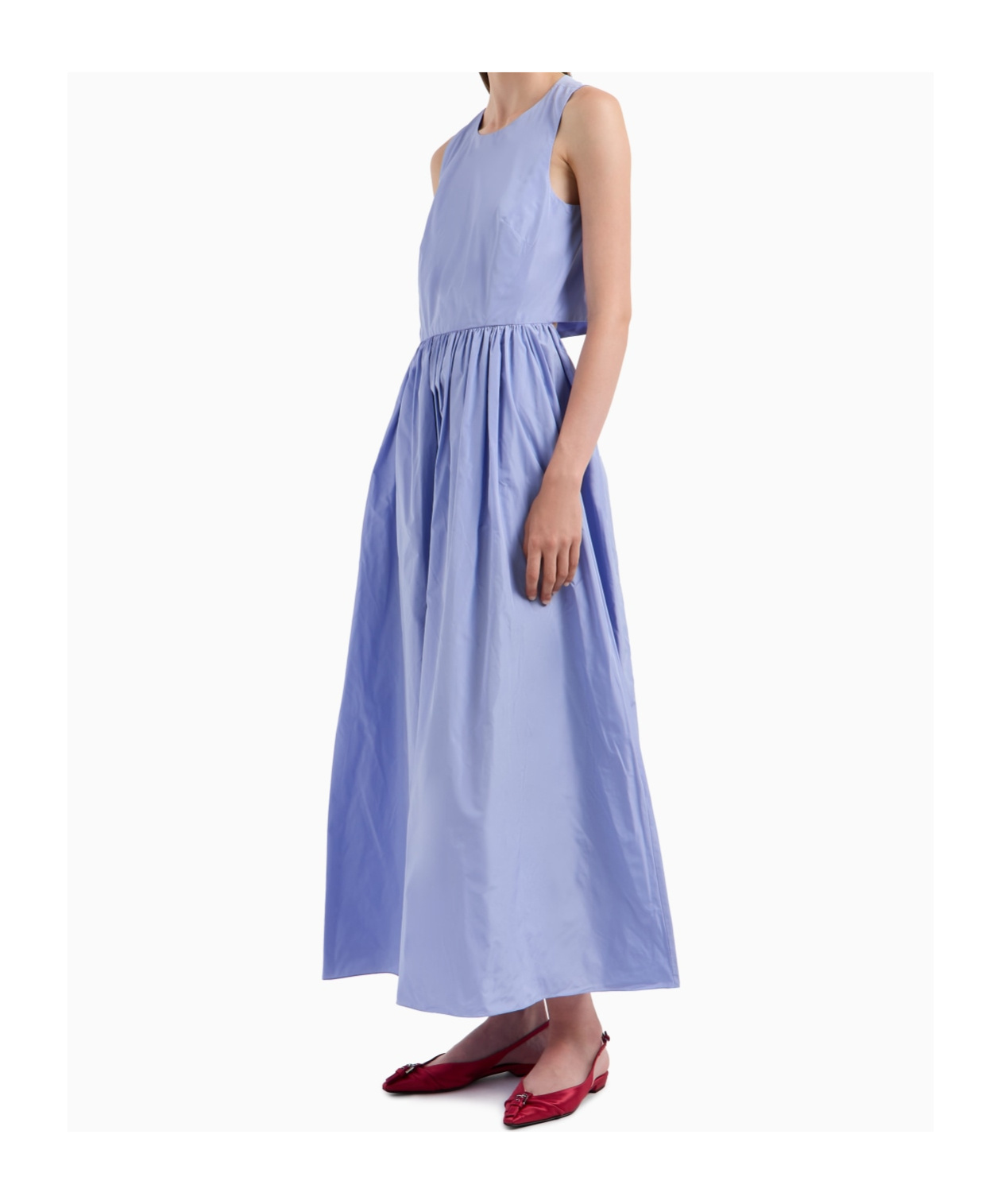 Emporio Armani Official Store Langes Kleid Aus Taft In Purple