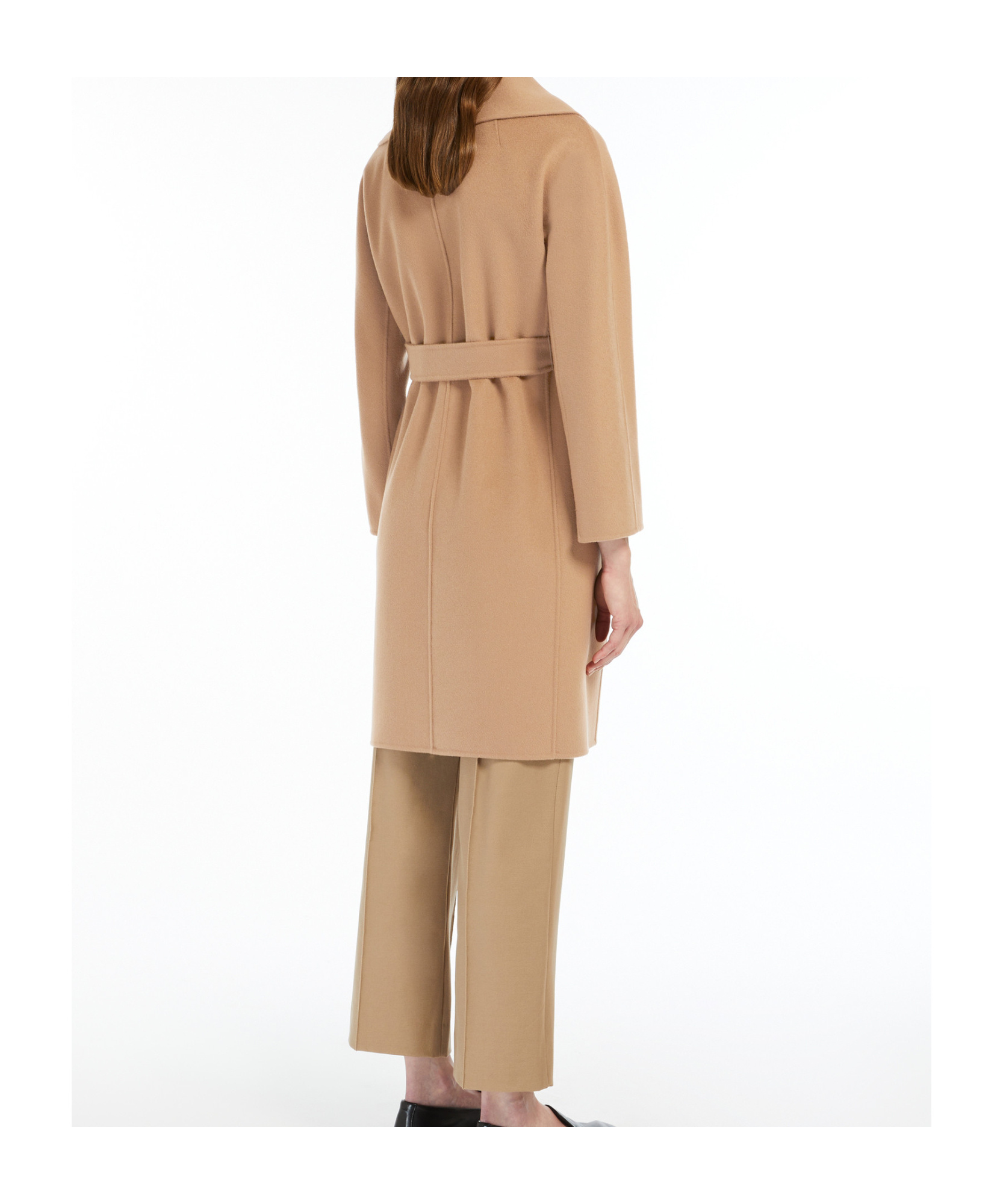 Max Mara Short Double-faced Wool Coat In Brown