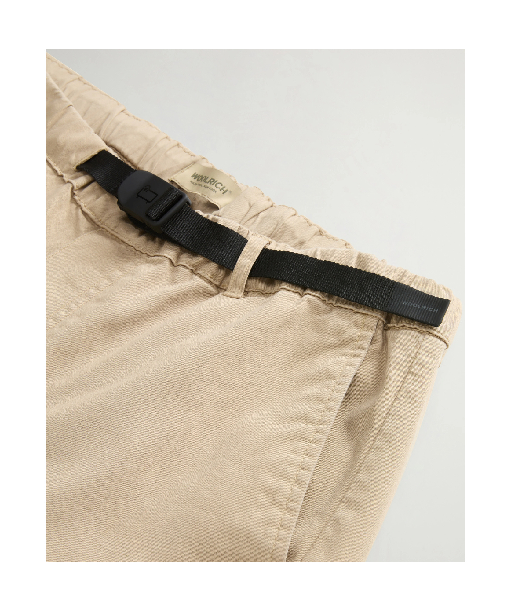 Woolrich Garment-dyed Cargo Pants With Belt In White Pepper