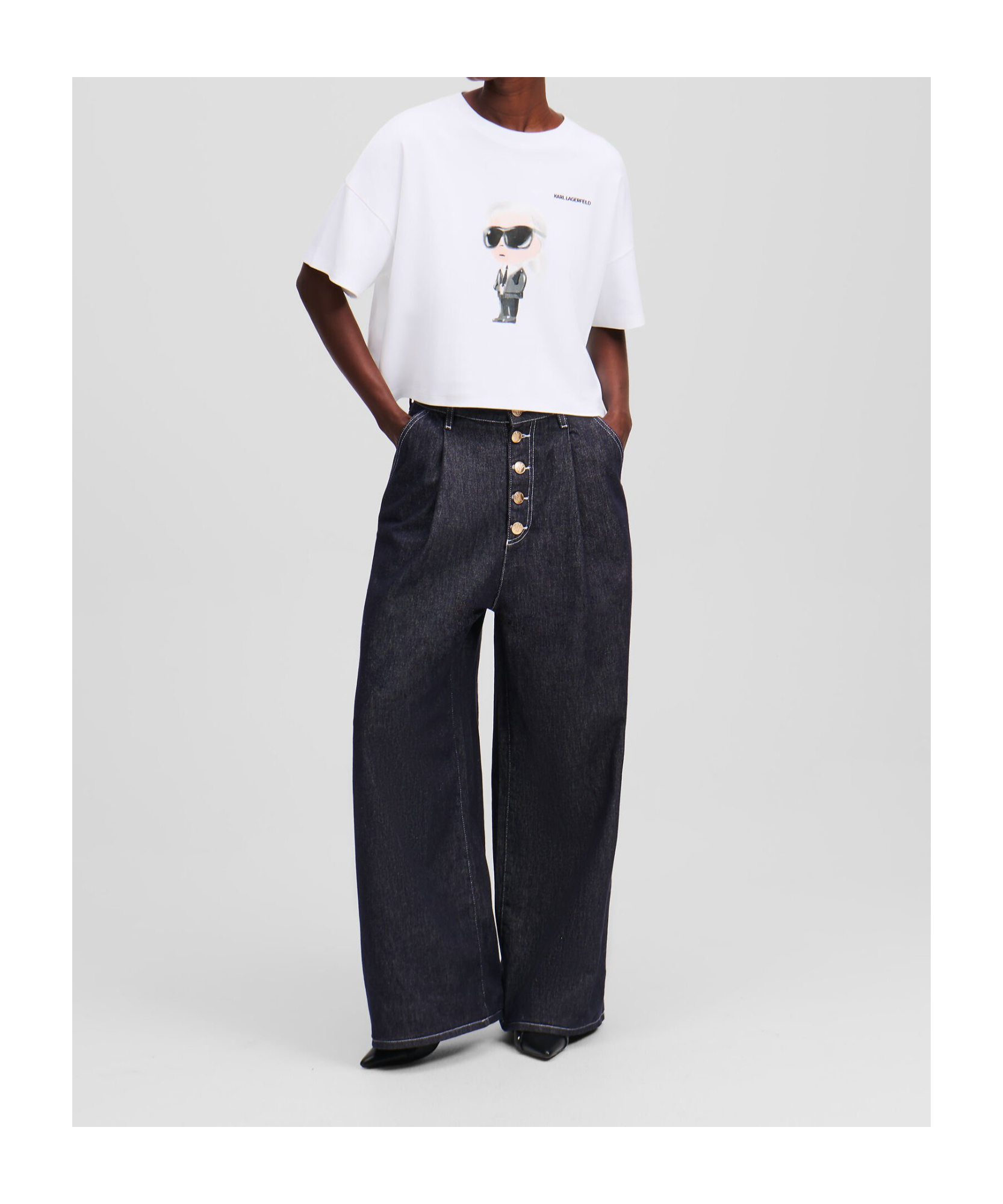 Karl Lagerfeld Ikon Boxy T-shirt In White