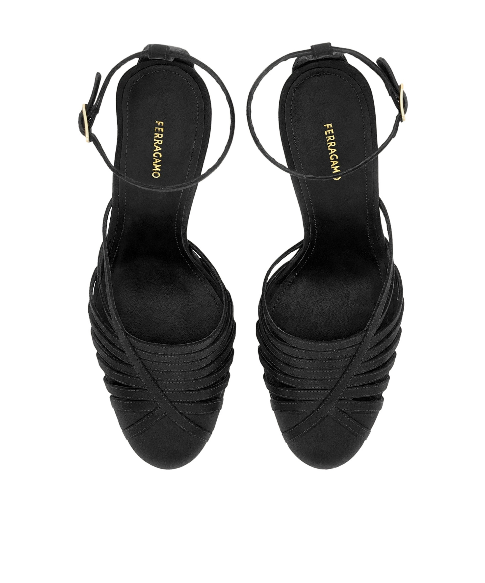 Ferragamo Nappa Leather Ermelia Pumps With Ankle Strap In Black