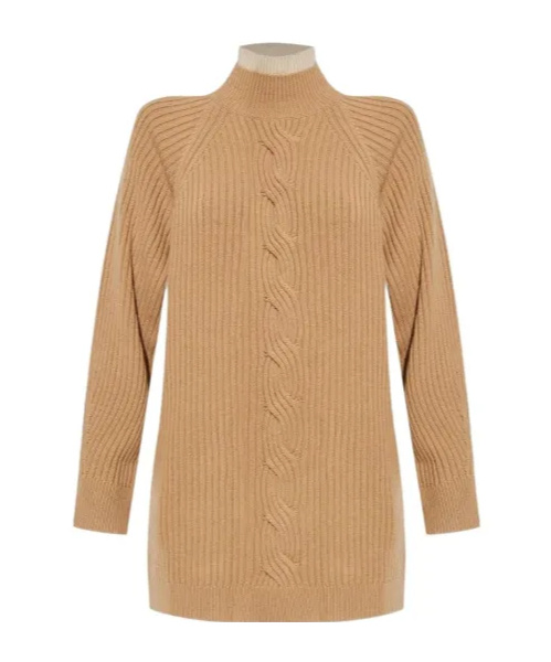 Max Mara Cable-knit High-neck Jumper In Brown