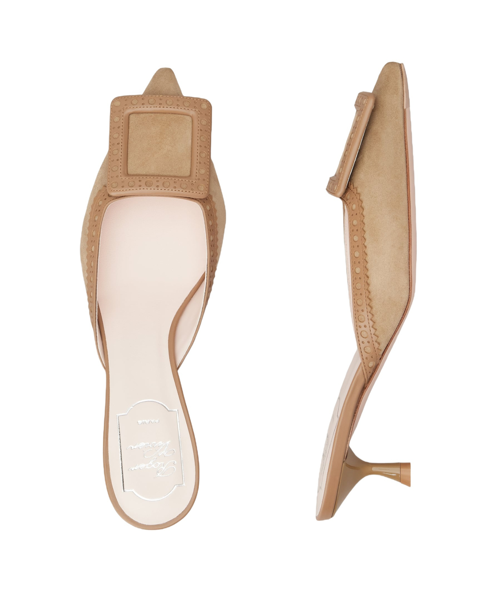 Roger Vivier City Perfo Mule 45 In Nude