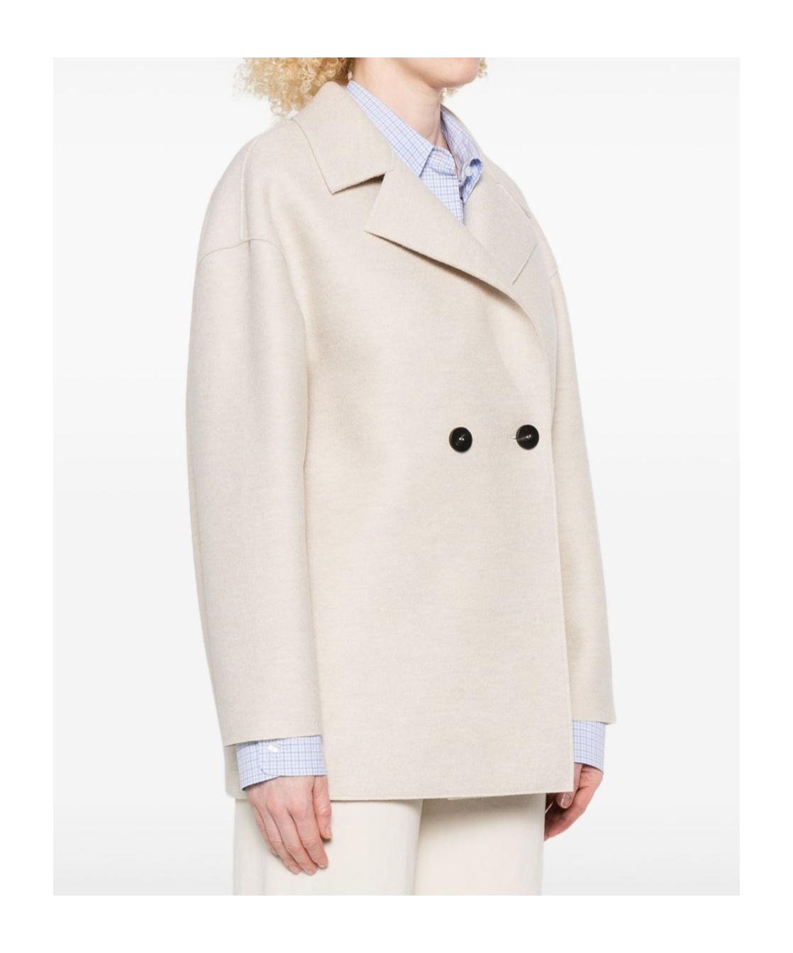 Harris Wharf London Short Double-breasted Coat In Light Beige In Neutral