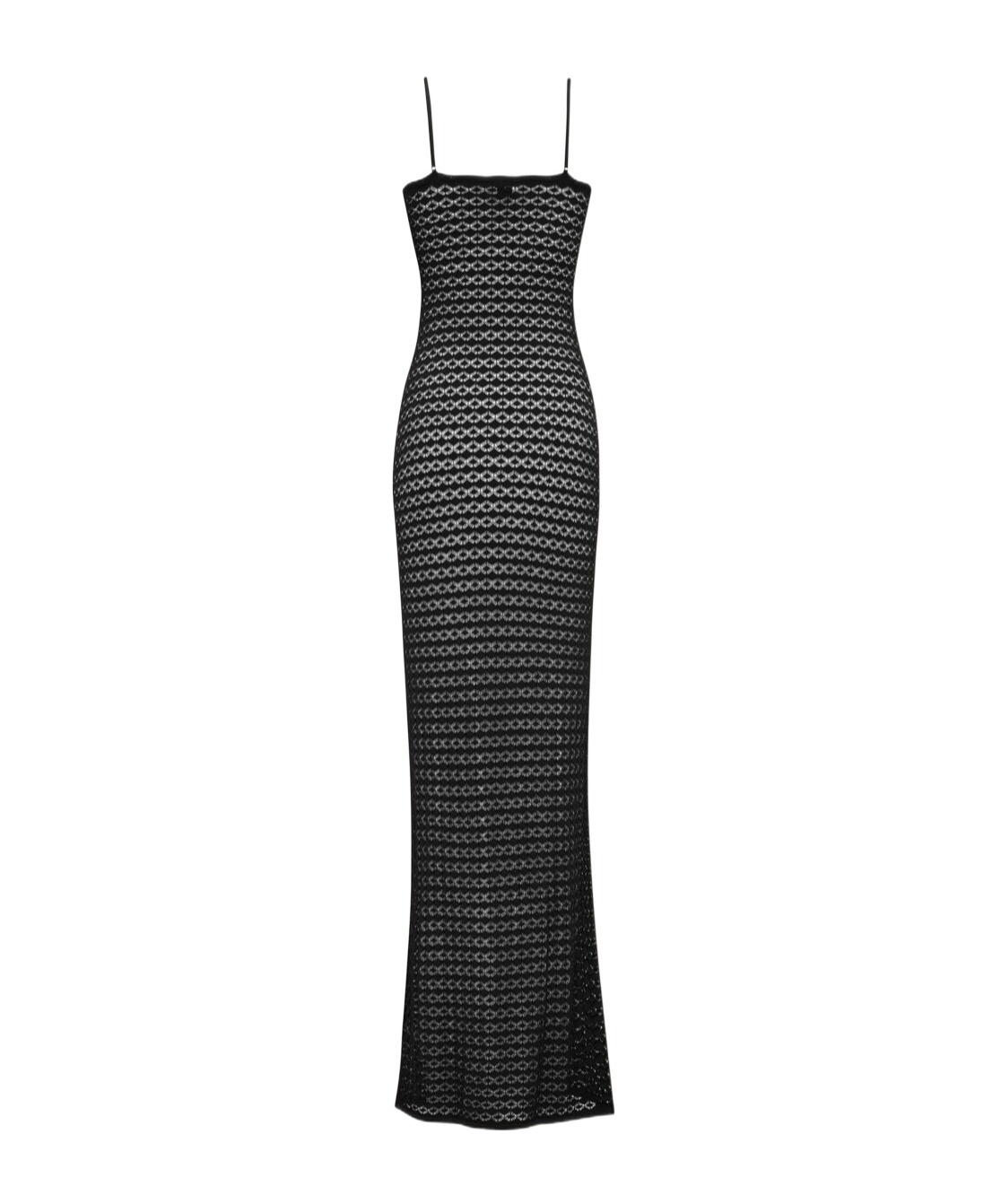 Saint Laurent Pointelle Knit Sleeveless Maxi Dress In Black