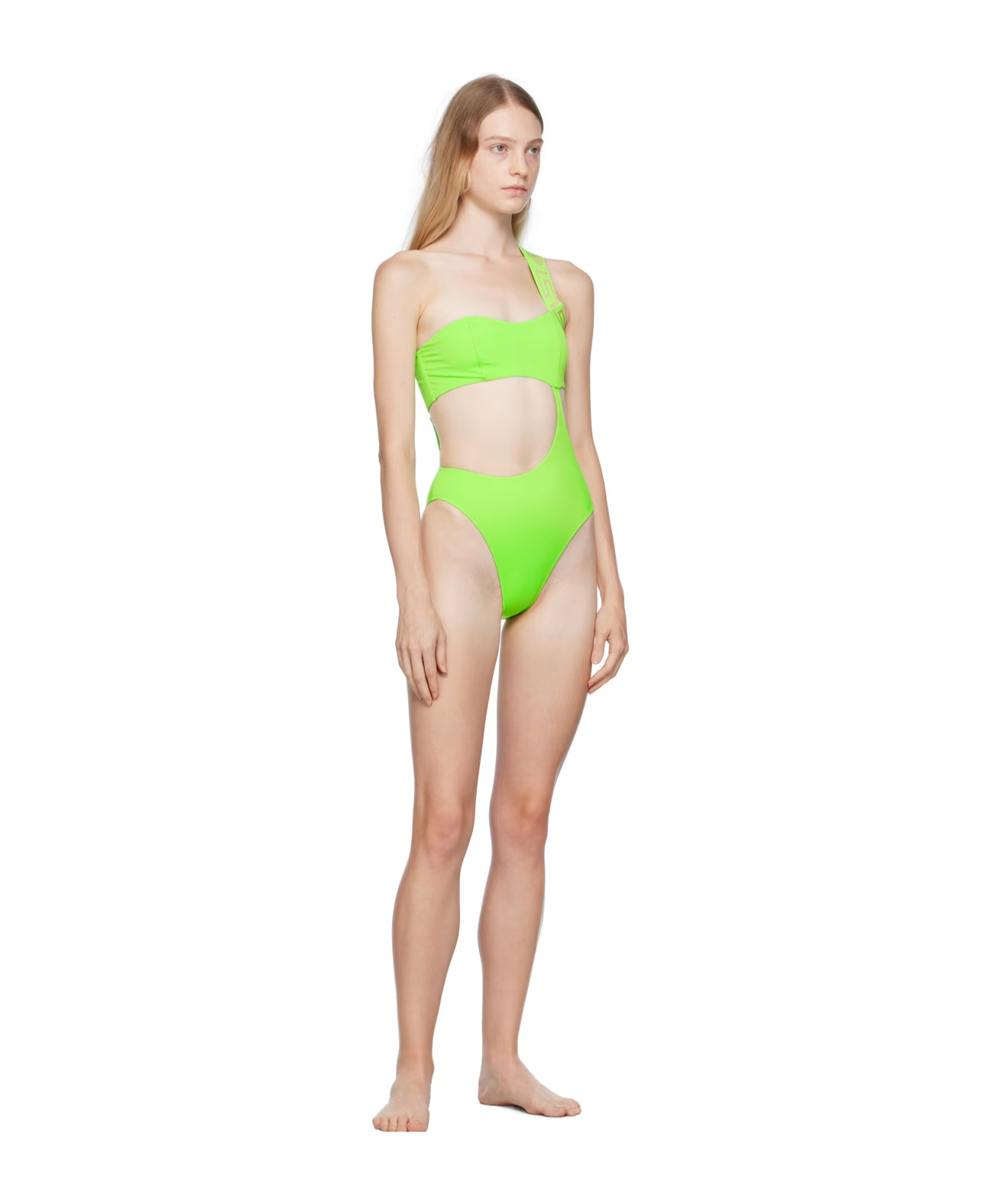 Versace Hollow-out Design Swimsuit In Nude