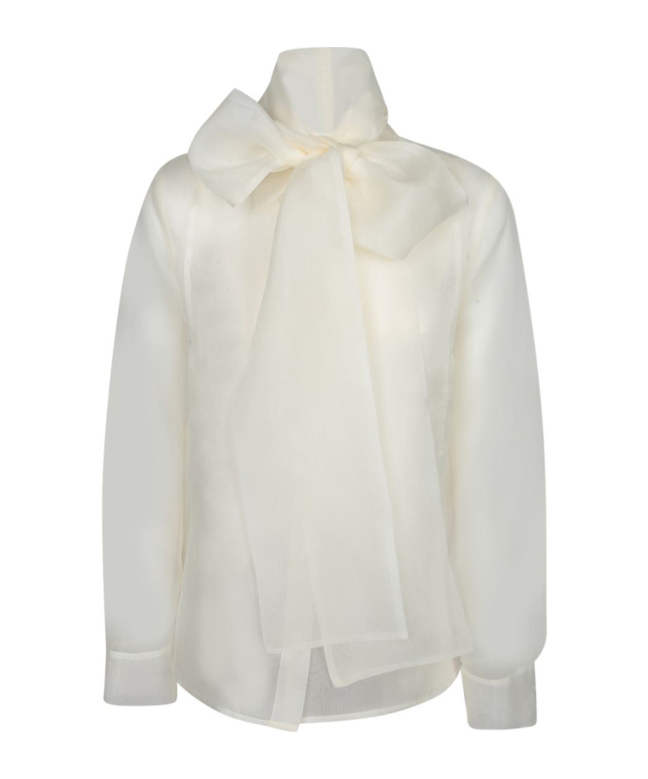 P.a.r.o.s.h Long-sleeved Translucent Blouse In White