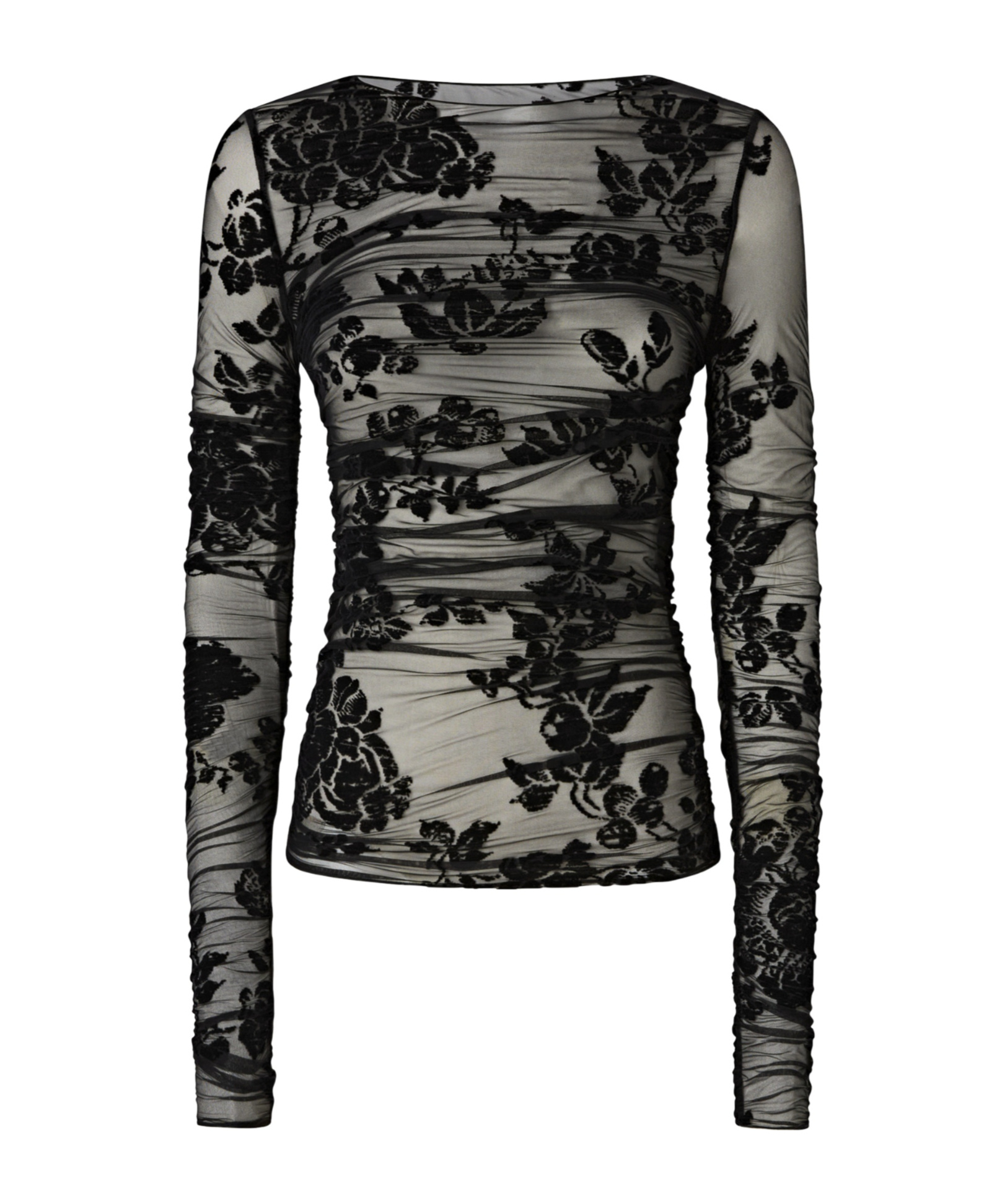 Pinko Sheer Flock-print Sweater In Black