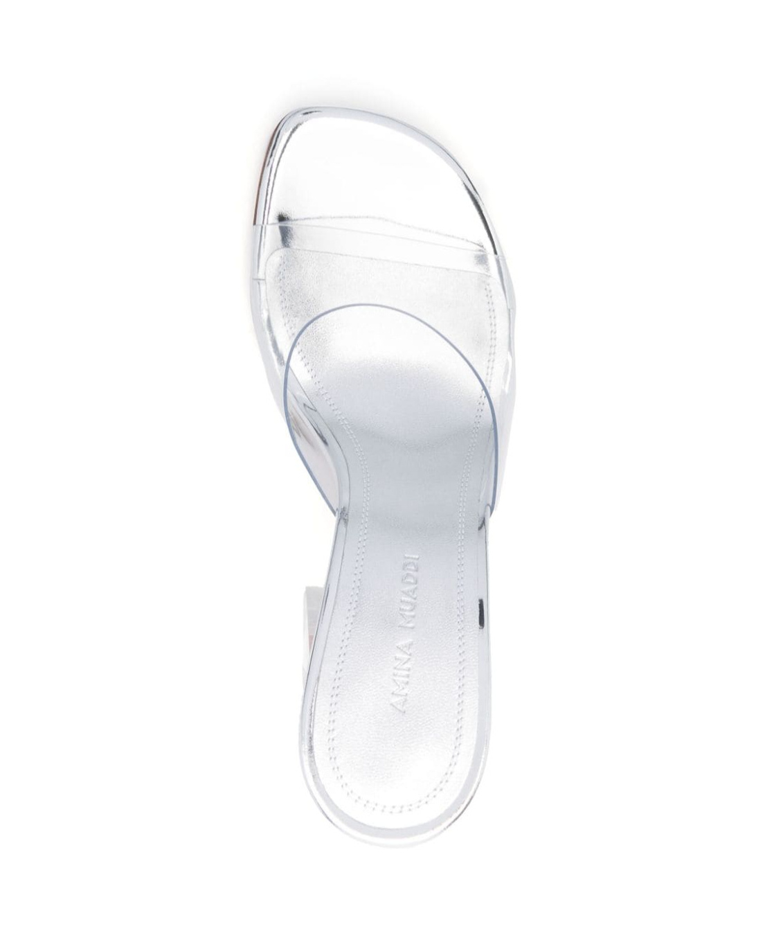 Amina Muaddi Clear Thick-heeled Sandals In White