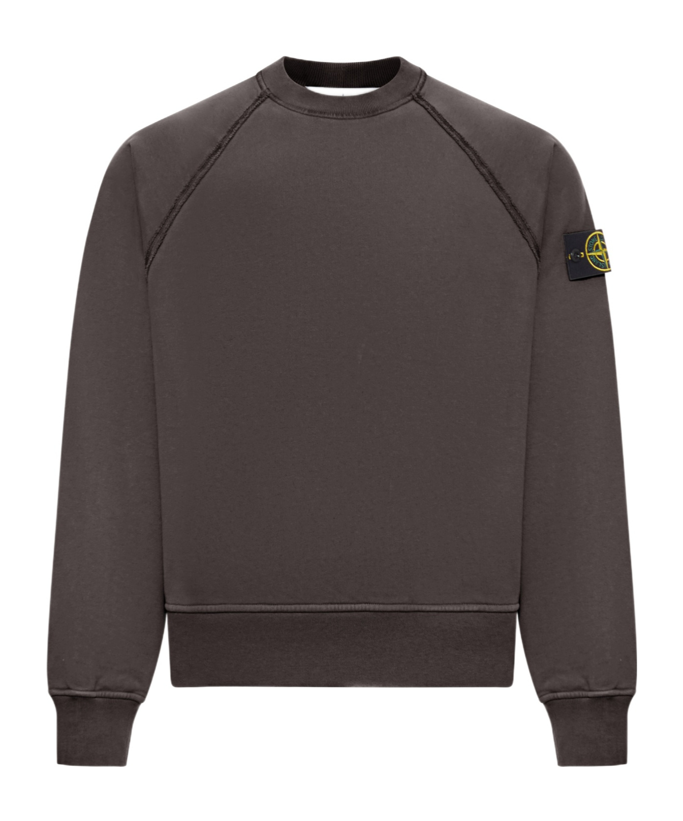 Stone Island Grey Brushed Organic Cotton Crewneck Sweatshirt In Brown