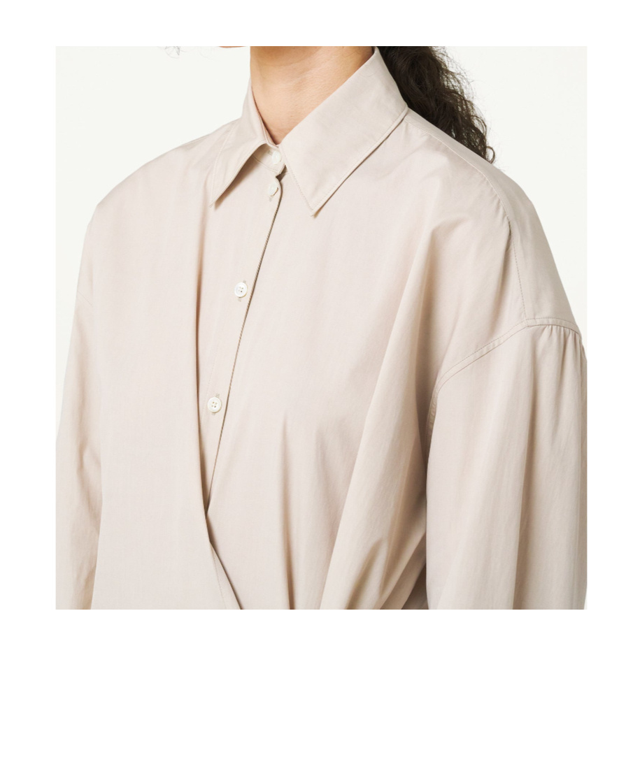 Lemaire Twisted Cotton Poplin Midi Shirt Dress In Nude
