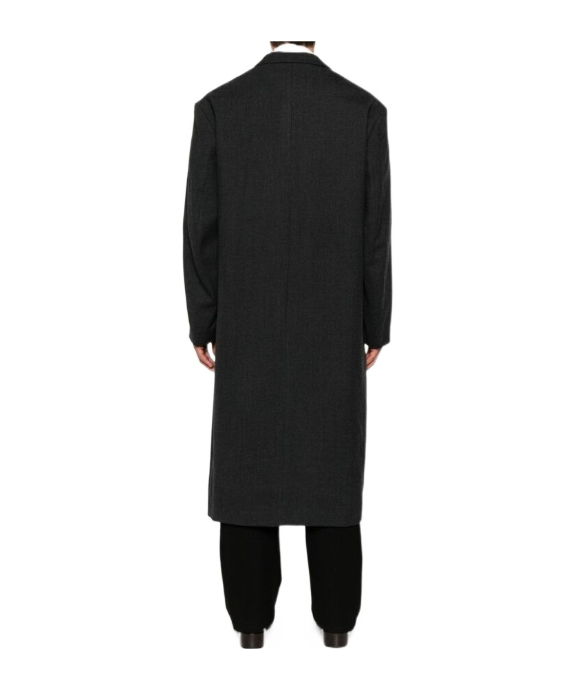 Lemaire Double-breasted Coat In Black