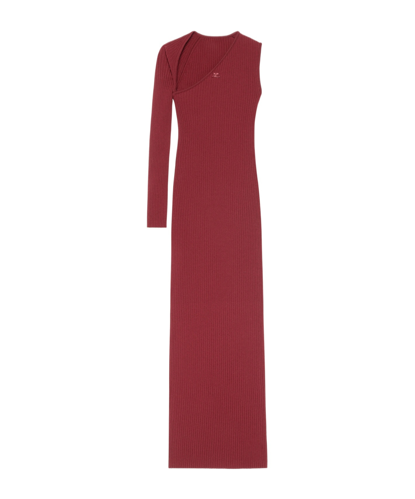Shop Courrèges Slash Ribbed Knit Dress In Red