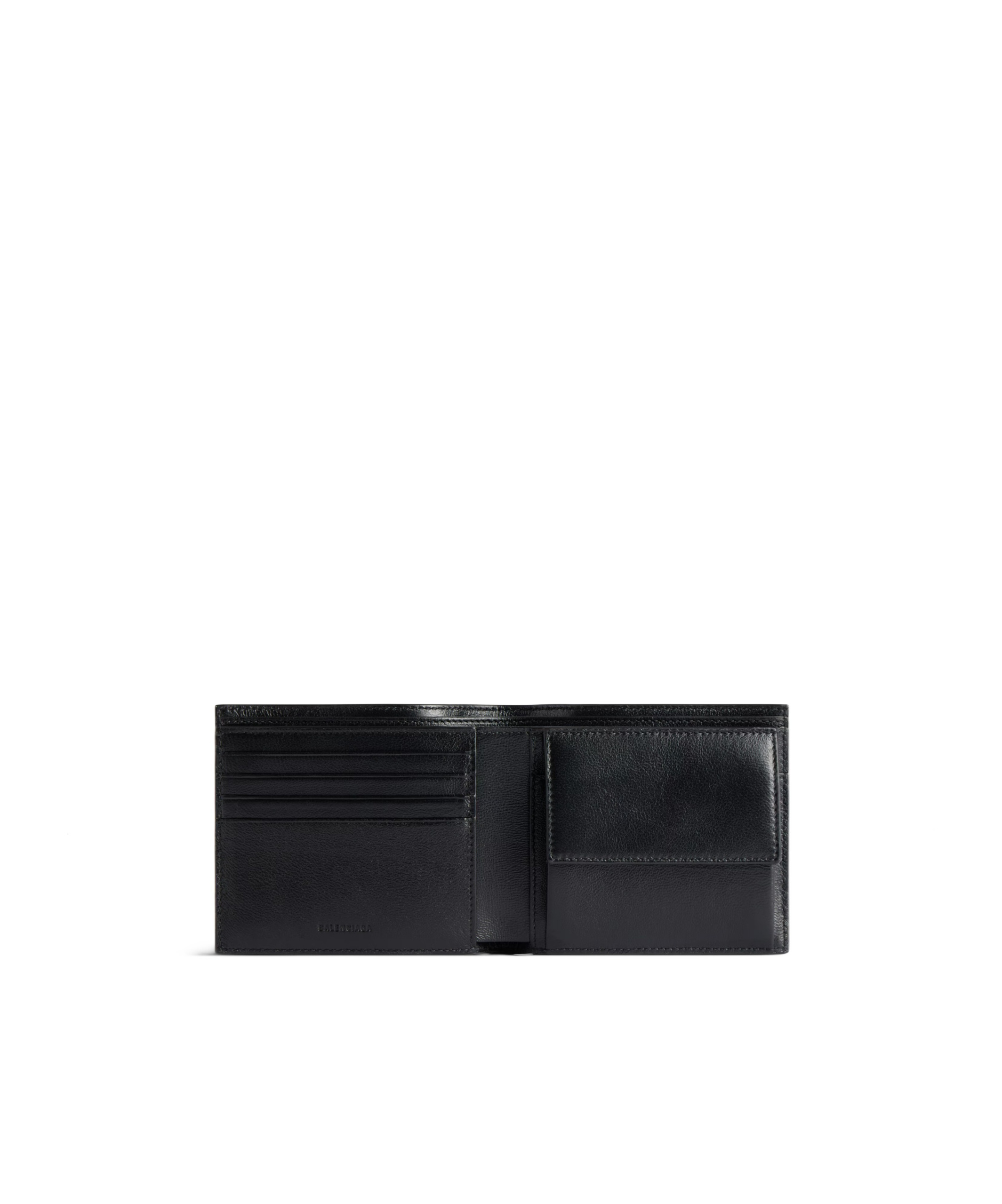 Balenciaga Cash Black Wallet In Grained Leather In Black