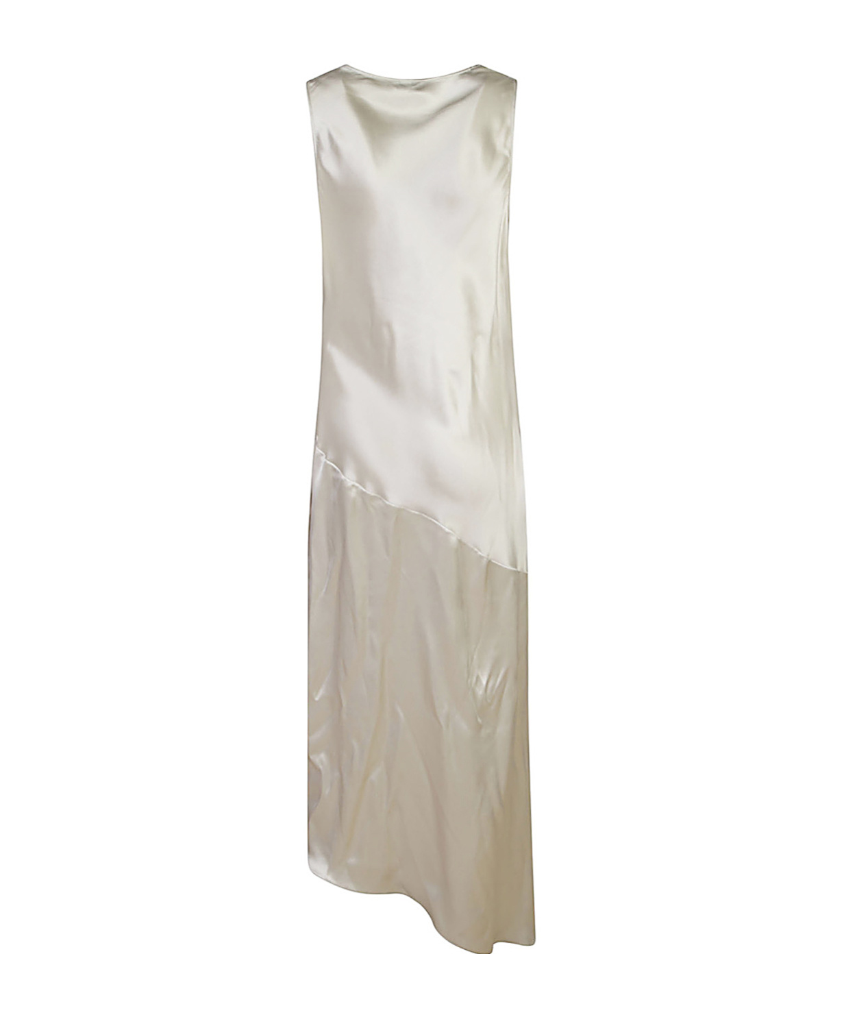Magda Butrym Cowl Neck Silk Dress With Hem And Draping In Nude
