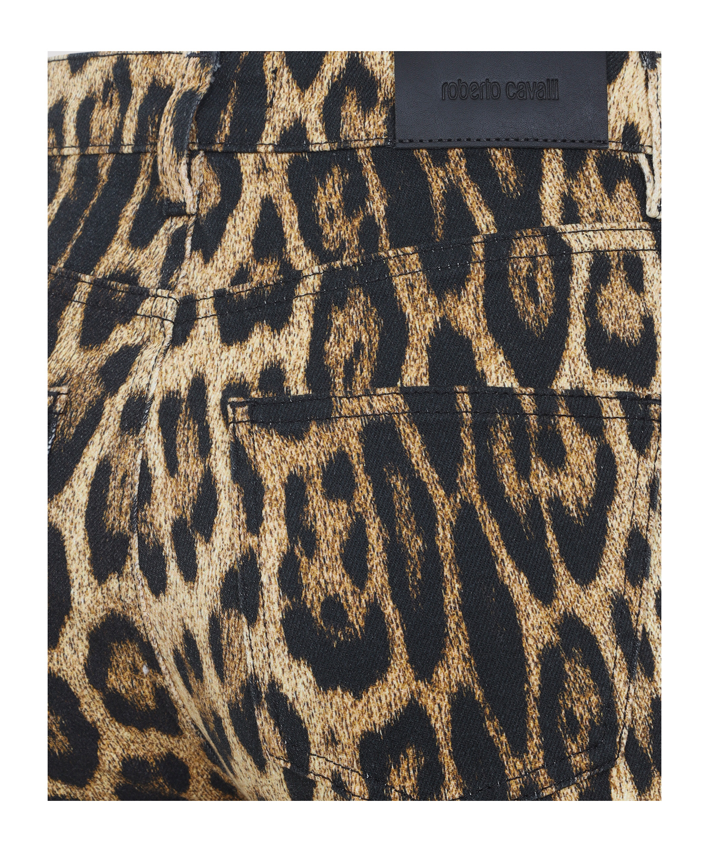 Roberto Cavalli Jaguar-print Flared Jeans In Brown