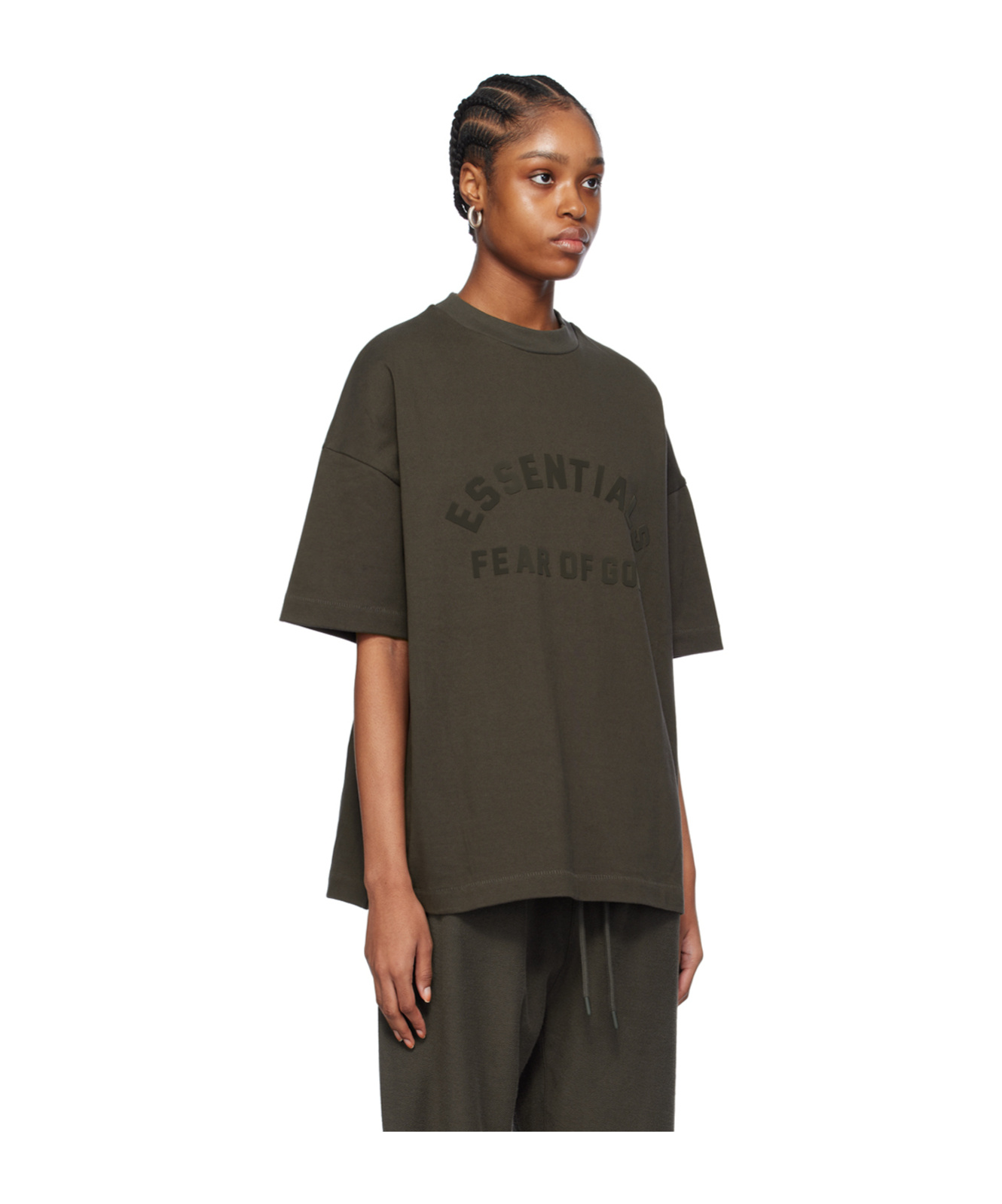 Essentials Logo-flocked Cotton T-shirt In Black