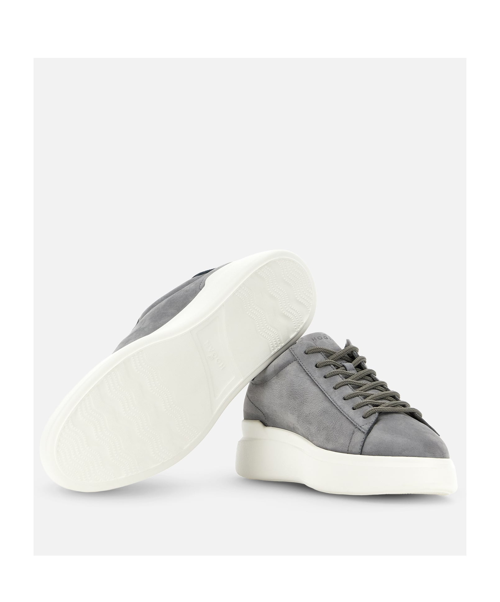 Hogan Man Sneakers Light Grey Size 9 Soft Leather In Gray
