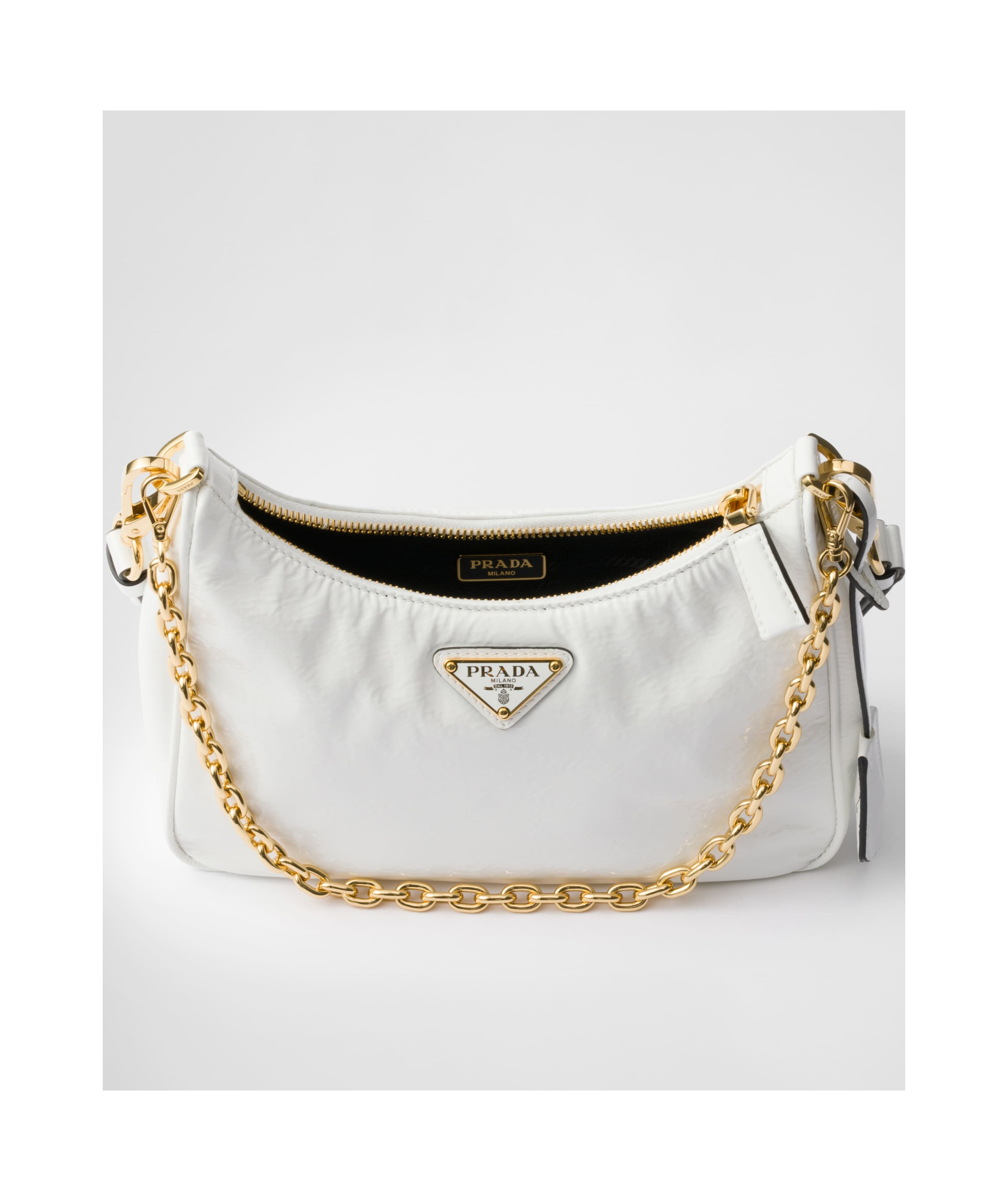 Prada Re-edition Naplak Patent Leather Mini-bag In White