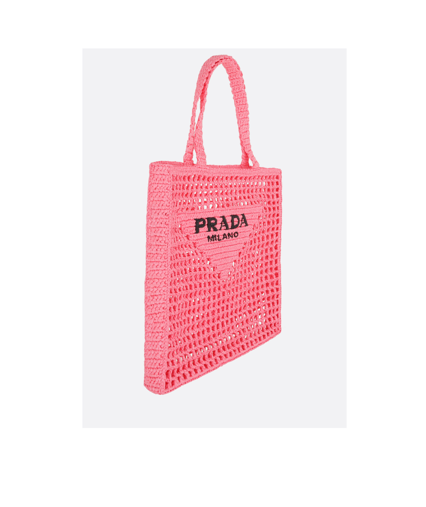 Prada Crochet Tote Bag In Pink