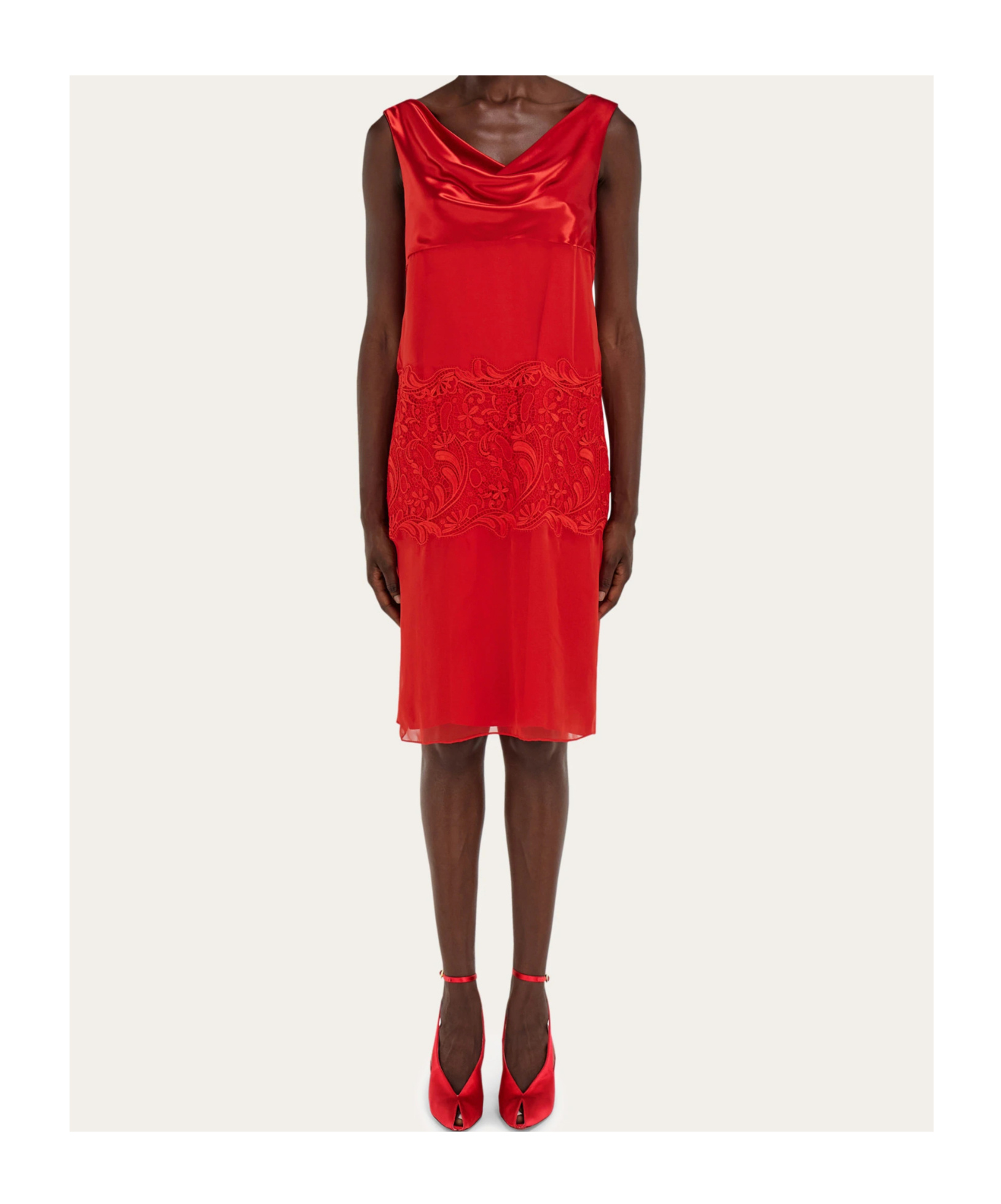 Ferragamo Silk Dress With Drape Detail In Red