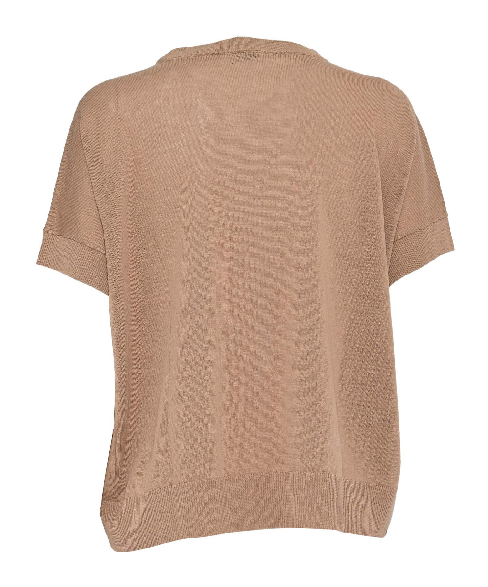 Peserico Relaxed Fit Knitted Sweater With Textured Patch Pocket In Brown