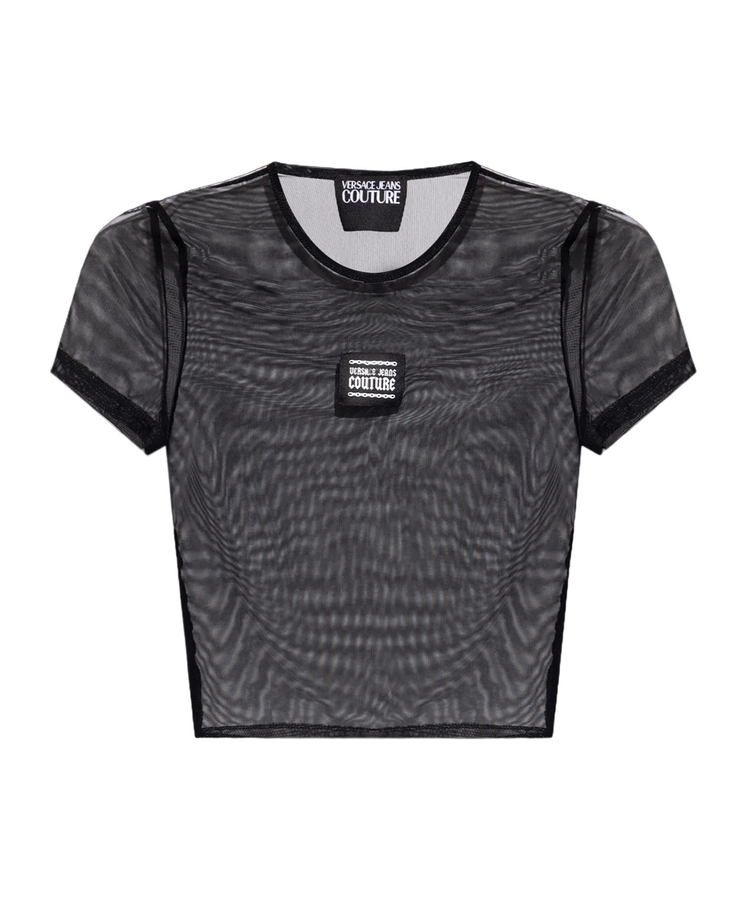 Versace Jeans Piece Number-logo Mesh T-shirt In Black