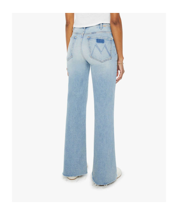 Mother The Hustler Roller Fray Mid-rise Wide-leg Jeans In Blue