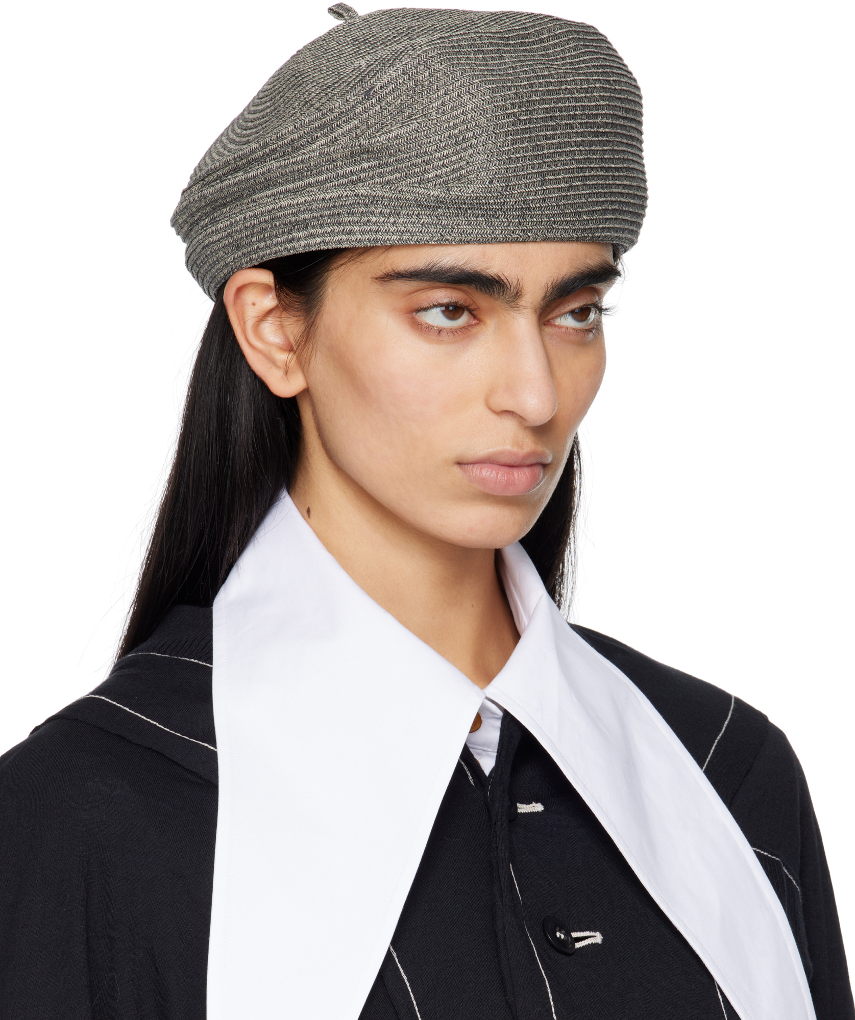Y's Braid Tucked Beret In Grey
