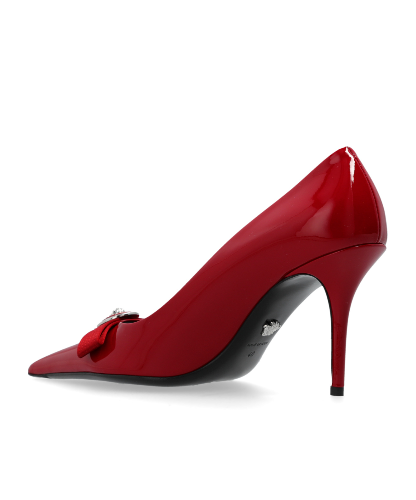 Versace Gianni Ribbon Escarpins Vernis 85 Mm In Red