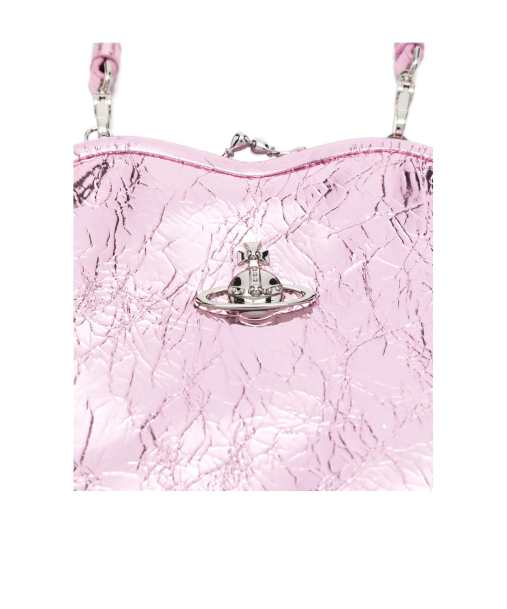 Vivienne Westwood Heart-shaped Metallic Clutch Bag In Pink